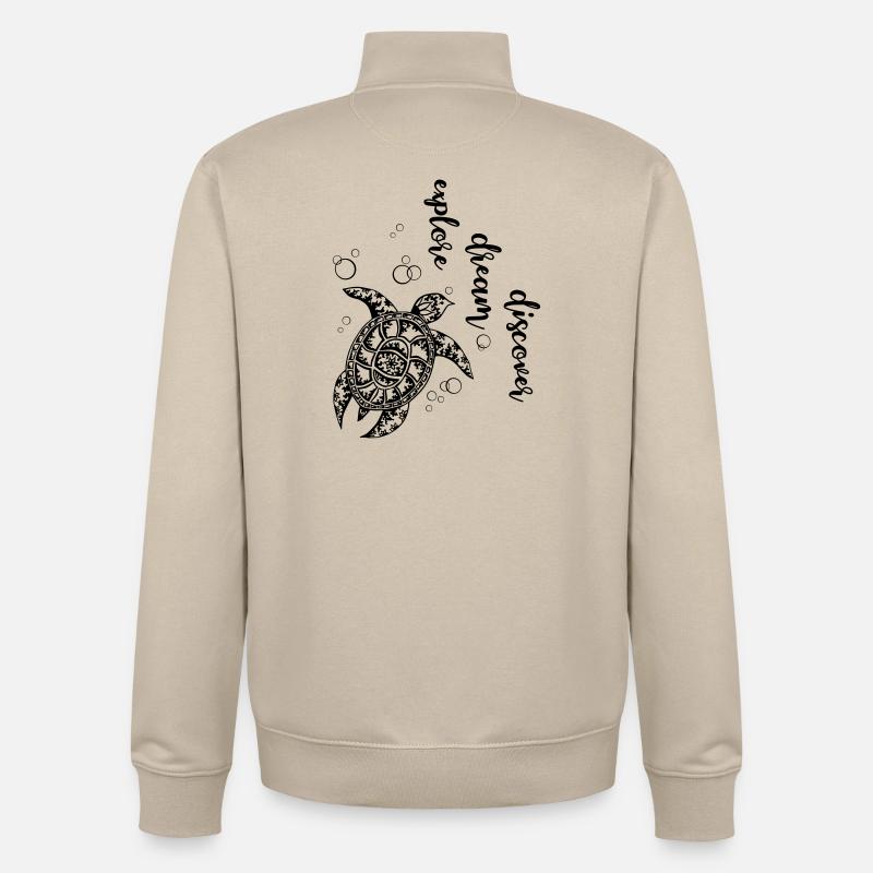 Explore Dream Discover - Turtle - Unisex Organic Zip Sweatshirt von Stanley/Stella - Cremebeige