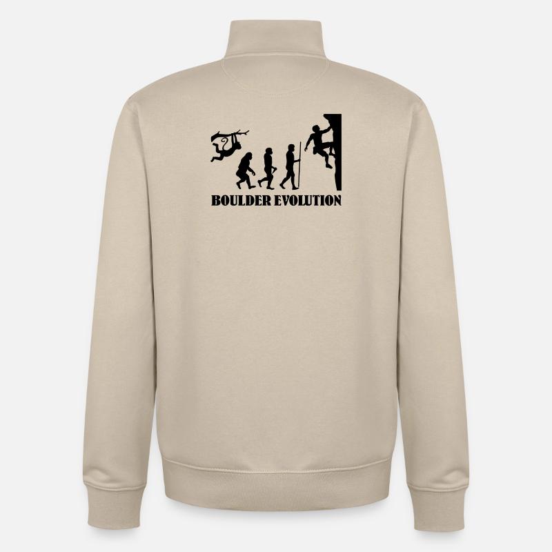Boulder Evolution Klettern Bergsteigen Boulderer - Unisex Organic Zip Sweatshirt von Stanley/Stella - Cremebeige