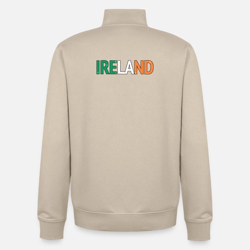 Typographie en blocs de couleur irlandaise - Sweat zippé unisexe en coton bio Stanley/Stella - beige crème