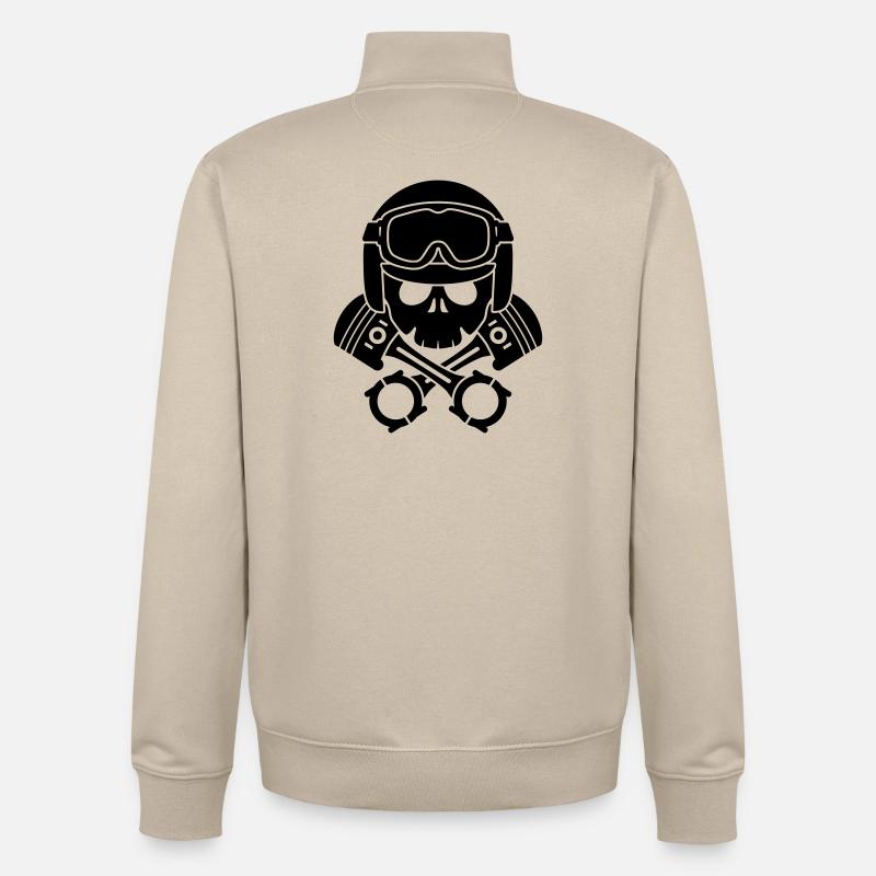 kolben schädel helm - Unisex Organic Zip Sweatshirt von Stanley/Stella - Cremebeige