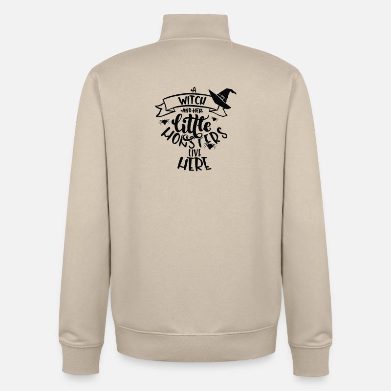 Chapeau de sorcière en rotation - Sweat zippé unisexe en coton bio Stanley/Stella - beige crème