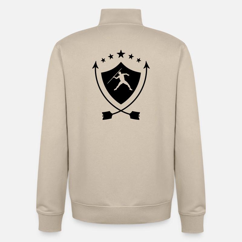 Speerwurf / Diskuswurf / Kugelstoßen / Hammerwurf - Unisex Organic Zip Sweatshirt von Stanley/Stella - Cremebeige