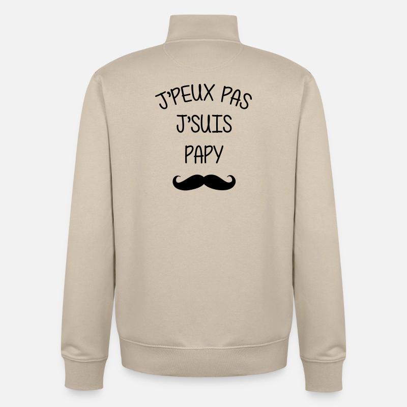 Papy Papi Bébé Naissance Grand Père Amour - Sweat zippé unisexe en coton bio Stanley/Stella - beige crème