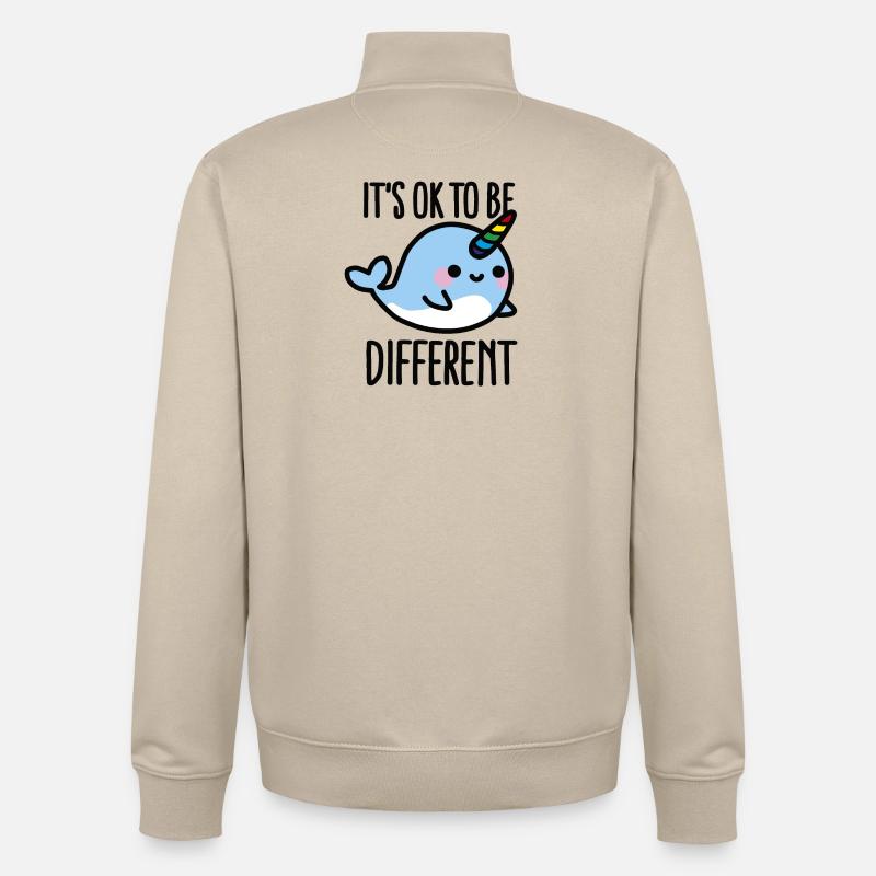 It's ok to be different - Sweat zippé unisexe en coton bio Stanley/Stella - beige crème