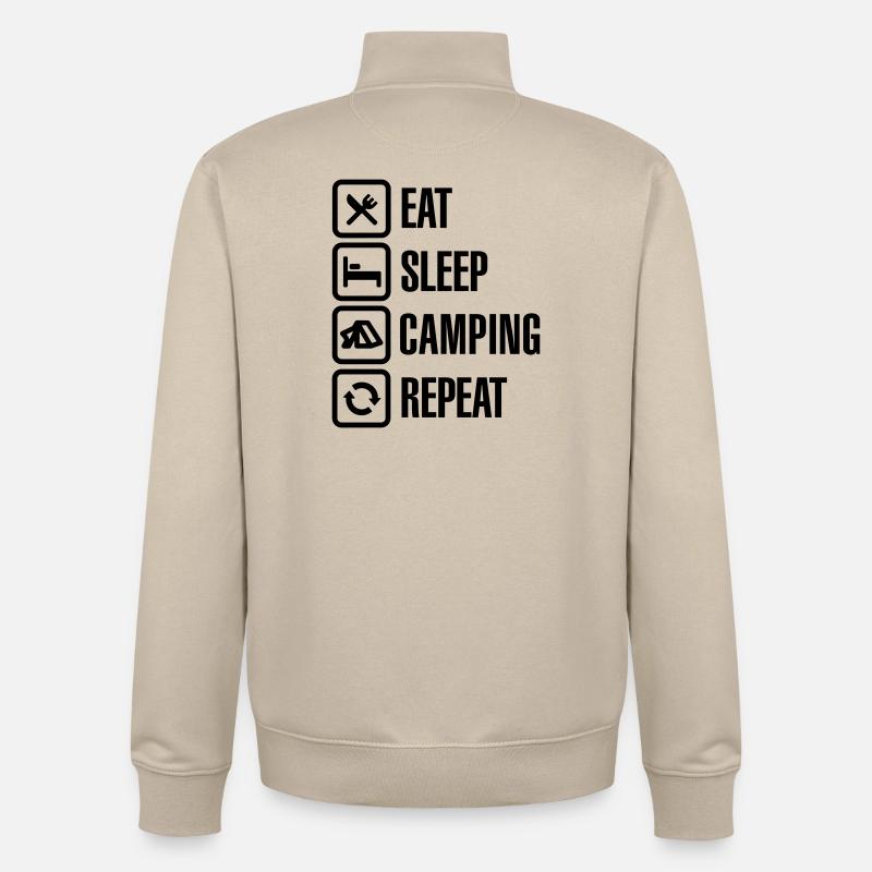 Eat Sleep Camping Repeat - Unisex Organic Zip Sweatshirt von Stanley/Stella - Cremebeige