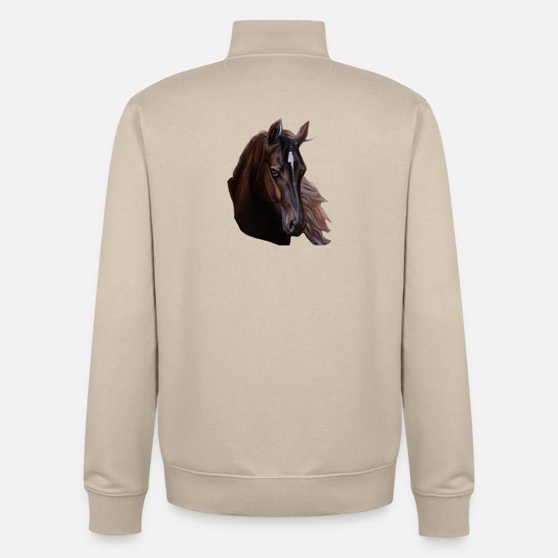 cheval - Sweat zippé unisexe en coton bio Stanley/Stella - beige crème