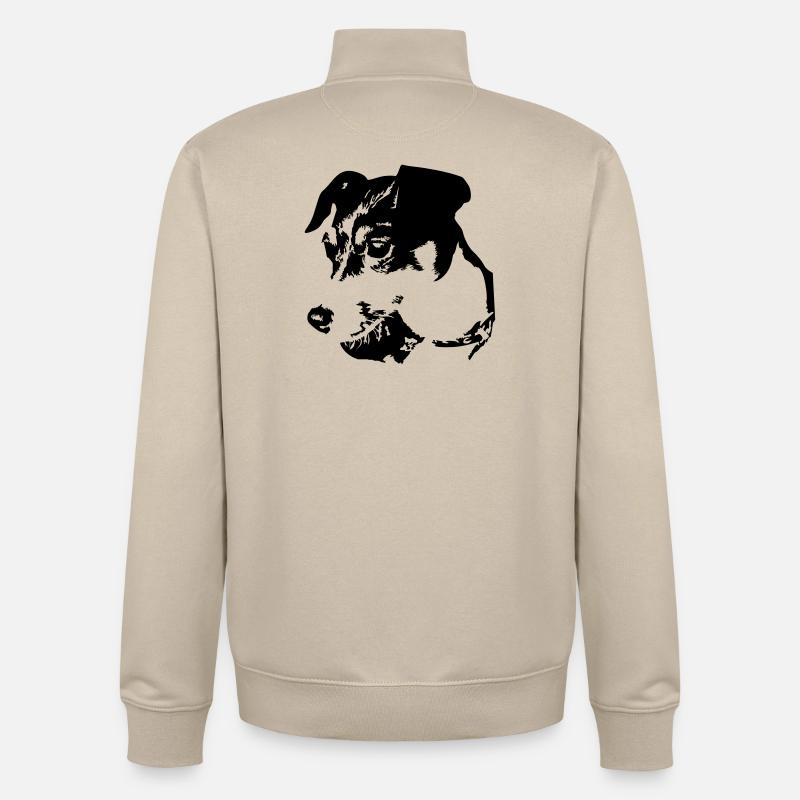 Tête de Jack Russell Terrier - Sweat zippé unisexe en coton bio Stanley/Stella - beige crème
