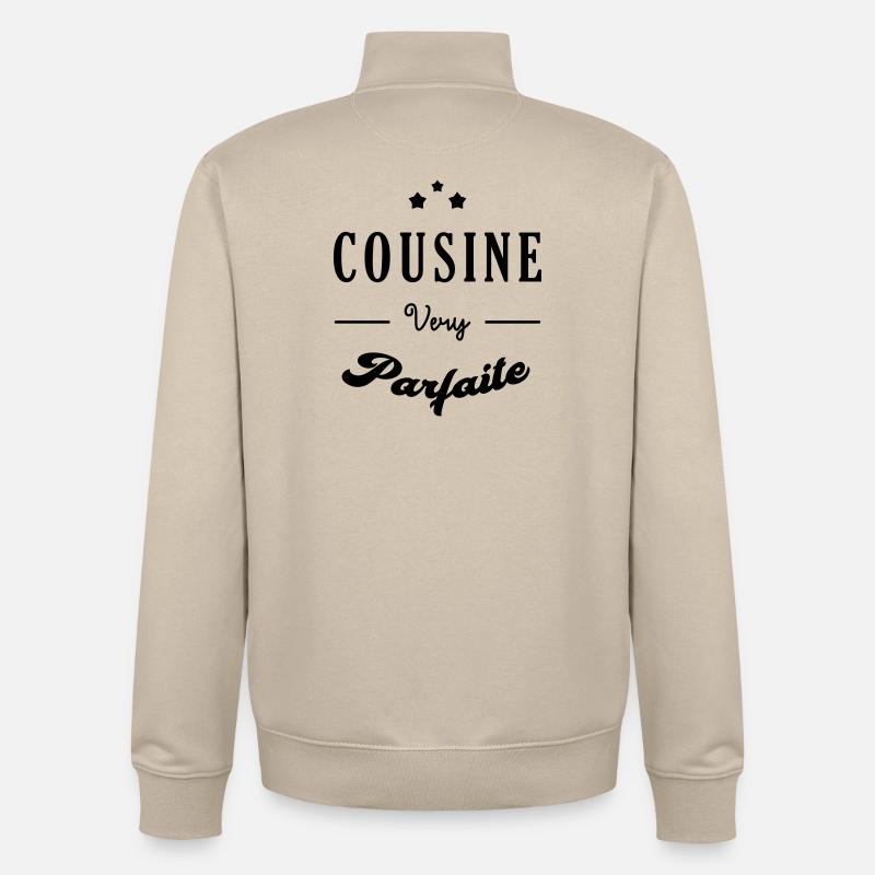 Oncle / Tante / Cousin / Cousine - Sweat zippé unisexe en coton bio Stanley/Stella - beige crème