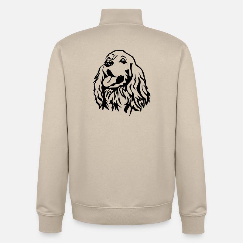 Cocker Spaniel head - Unisex Organic Zip Sweatshirt by Stanley/Stella - desert dust
