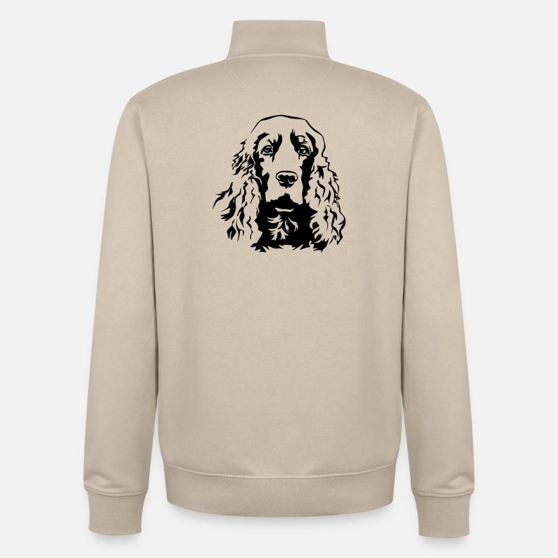 Tête de Cocker Spaniel - Sweat zippé unisexe en coton bio Stanley/Stella - beige crème