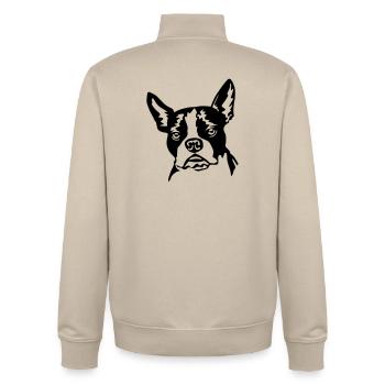 Boston terrier - Sweat zippé unisexe en coton bio Stanley/Stella - beige crème - Dos - AI Model Male 185 dark (185cm)