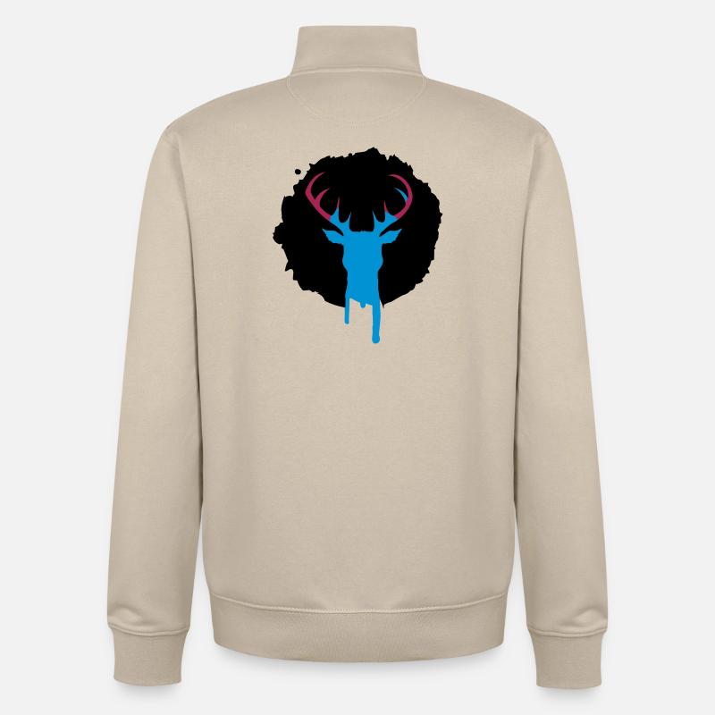 Hirsch Patch Graffiti - Unisex Organic Zip Sweatshirt von Stanley/Stella - Cremebeige