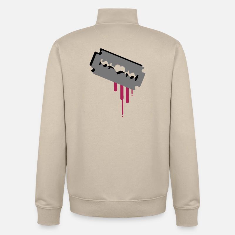 Rasierklinge mit Herz und Blut - Unisex Organic Zip Sweatshirt von Stanley/Stella - Cremebeige
