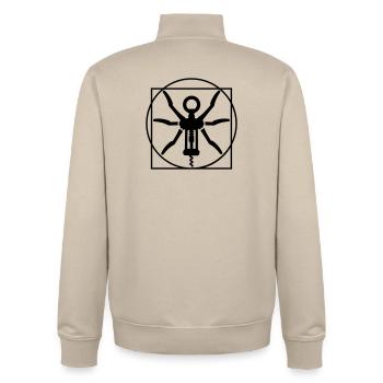 Homme de Vitruve du vin un tire-bouchon Léonard de - Sweat zippé unisexe en coton bio Stanley/Stella - beige crème - Dos - AI Model Male 185 dark (185cm)