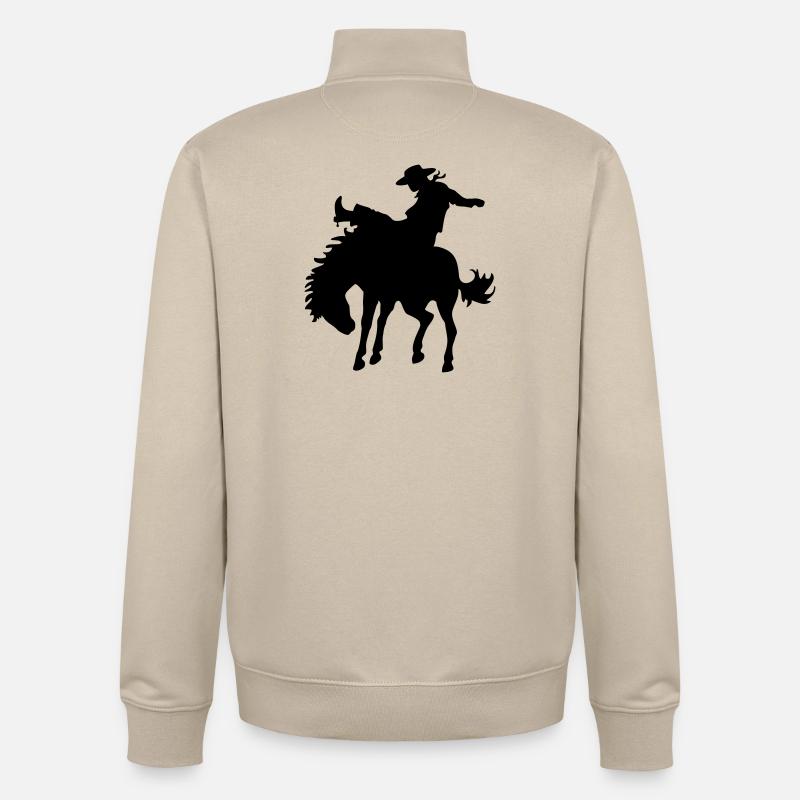 Design avec cow-boy et cheval - Sweat zippé unisexe en coton bio Stanley/Stella - beige crème