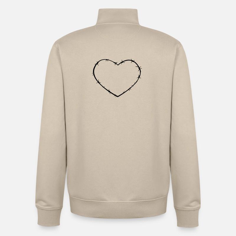 Stacheldraht-Herz - Unisex Organic Zip Sweatshirt von Stanley/Stella - Cremebeige