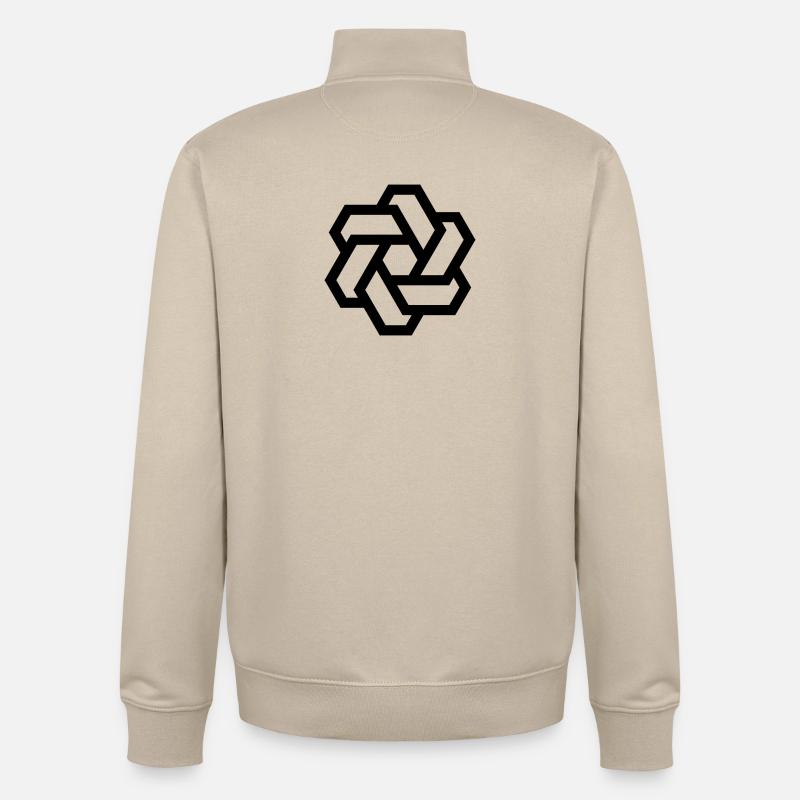 Logo cercle hexagonal - Sweat zippé unisexe en coton bio Stanley/Stella - beige crème