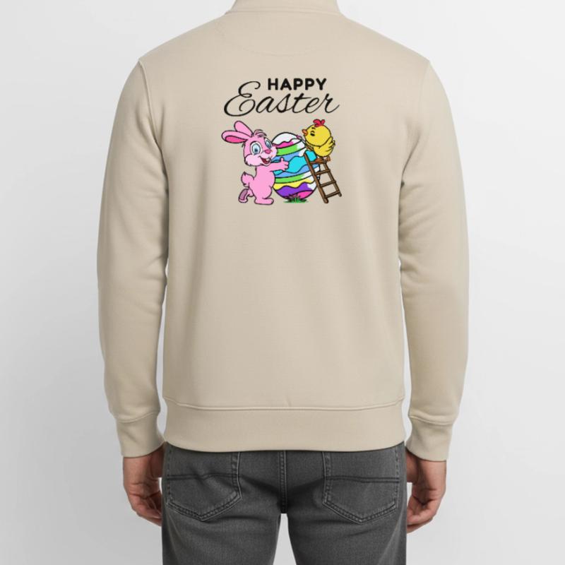 Happy Easter Easter Bunny Easter Chick Sweet Unisex Organic Zip Sweatshirt by Stanley/Stella