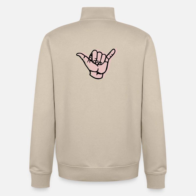 Décalage à la main - Sweat zippé unisexe en coton bio Stanley/Stella - beige crème