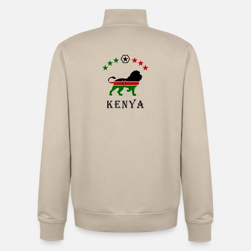Conception de lion du Kenya - Sweat zippé unisexe en coton bio Stanley/Stella - beige crème