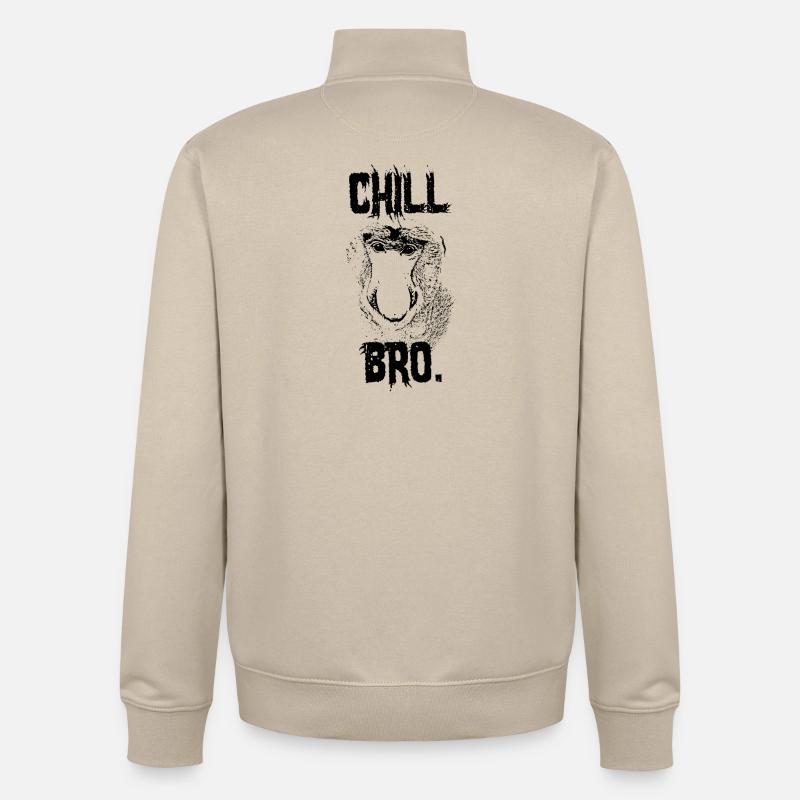 Chill Bro Proboscis Monkey Gift - Sweat zippé unisexe en coton bio Stanley/Stella - beige crème
