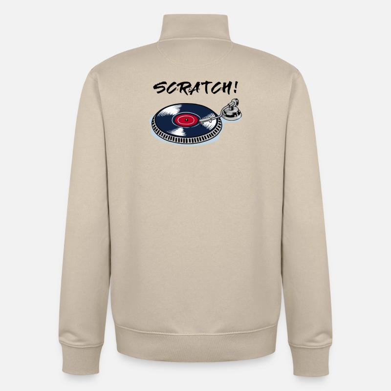 Scratch turntable record player beatbox vinyl - Unisex Organic Zip Sweatshirt by Stanley/Stella - desert dust