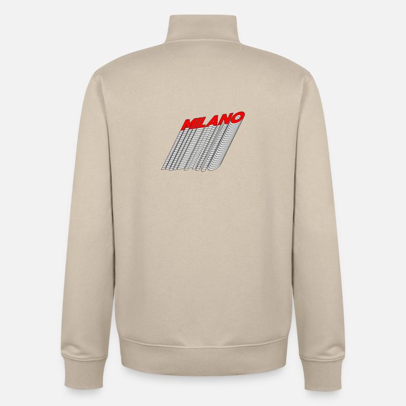Milano Neon Lines 3D Perspective - Sweat zippé unisexe en coton bio Stanley/Stella - beige crème