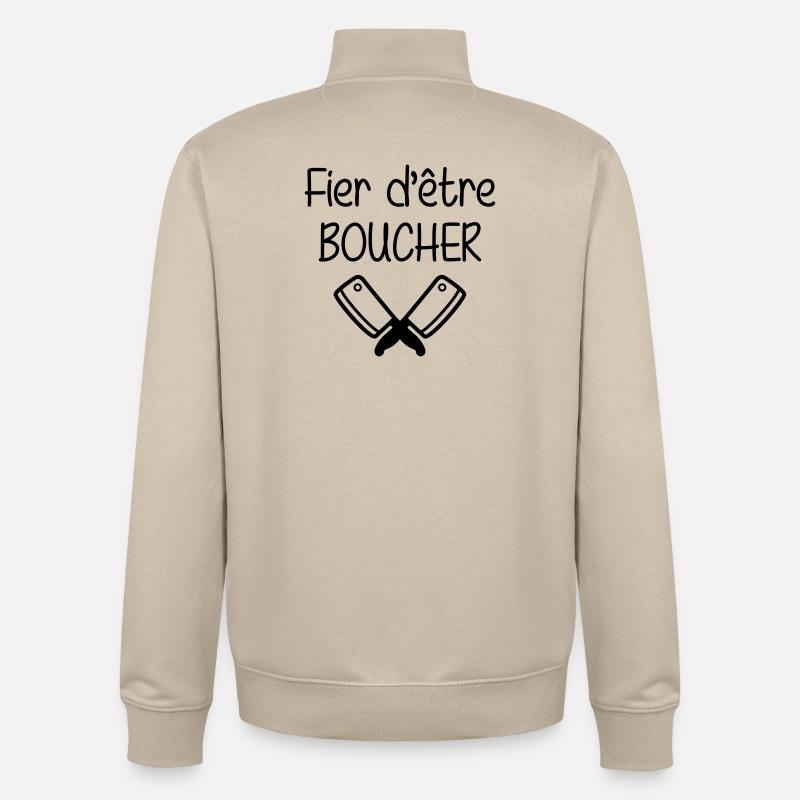 Fier d'être boucher - Sweat zippé unisexe en coton bio Stanley/Stella - beige crème