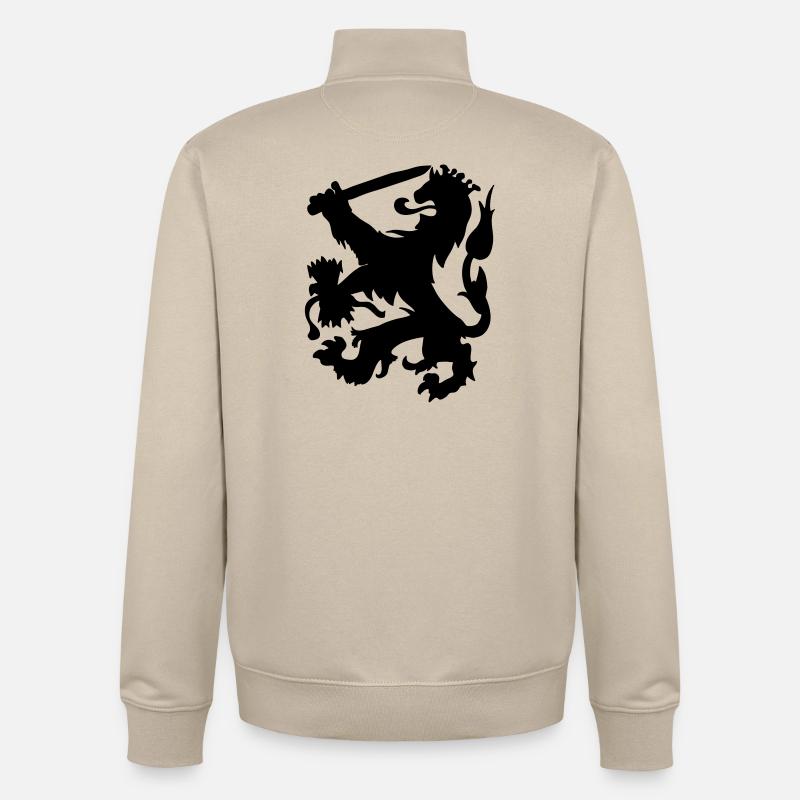 Heraldiker Löwe mit Krone und Schwertschattenfigur - Unisex Organic Zip Sweatshirt von Stanley/Stella - Cremebeige