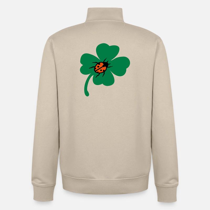 Coccinelle à feuilles de trèfle chanceuse - Sweat zippé unisexe en coton bio Stanley/Stella - beige crème