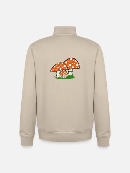 natur grafik, paddehatte, store skovmotiver - Stanley/Stella unisex sweatshirt med lynlås i økologisk - cremebeige