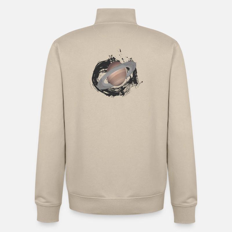 planète Saturne, planète, extraterrestre - Sweat zippé unisexe en coton bio Stanley/Stella - beige crème