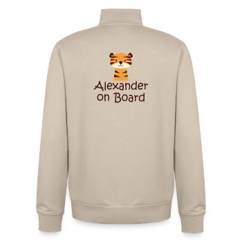 Alexander on board - Unisex Organic Zip Sweatshirt von Stanley/Stella - Cremebeige - Hinten - AI Model Male 185 dark (185cm)