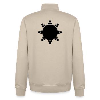 round table - Unisex Organic Zip Sweatshirt by Stanley/Stella - desert dust - Back - AI Model Male 185 dark (185cm)