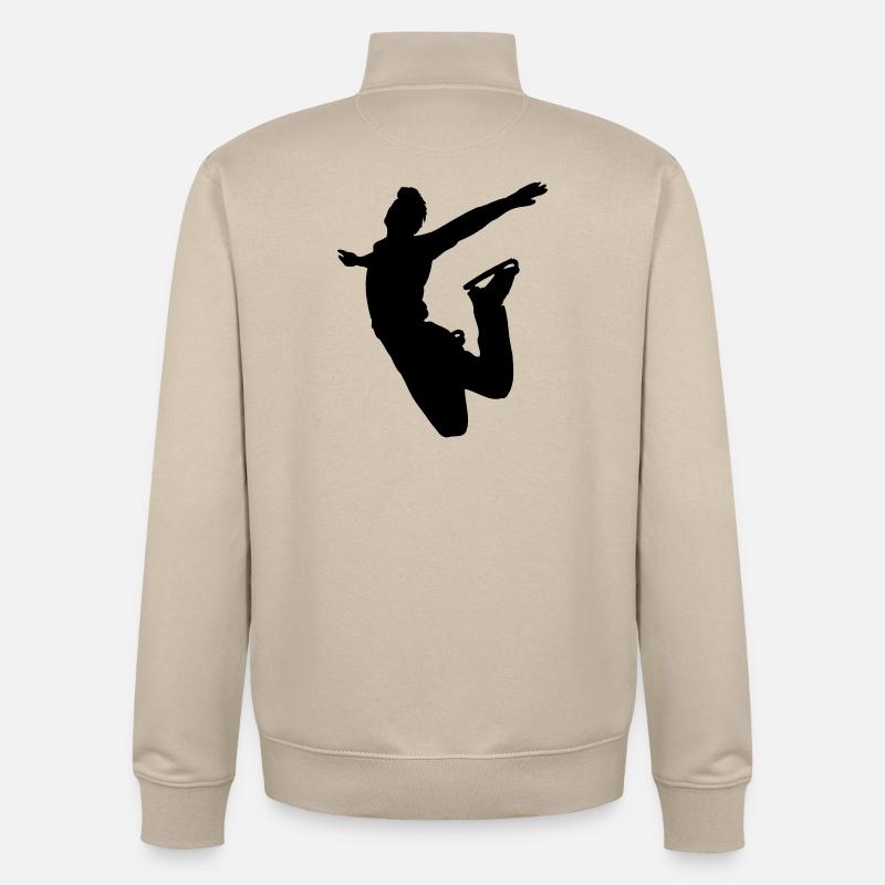 Schattenbild des springenden Eiskunstläufers - Unisex Organic Zip Sweatshirt von Stanley/Stella - Cremebeige