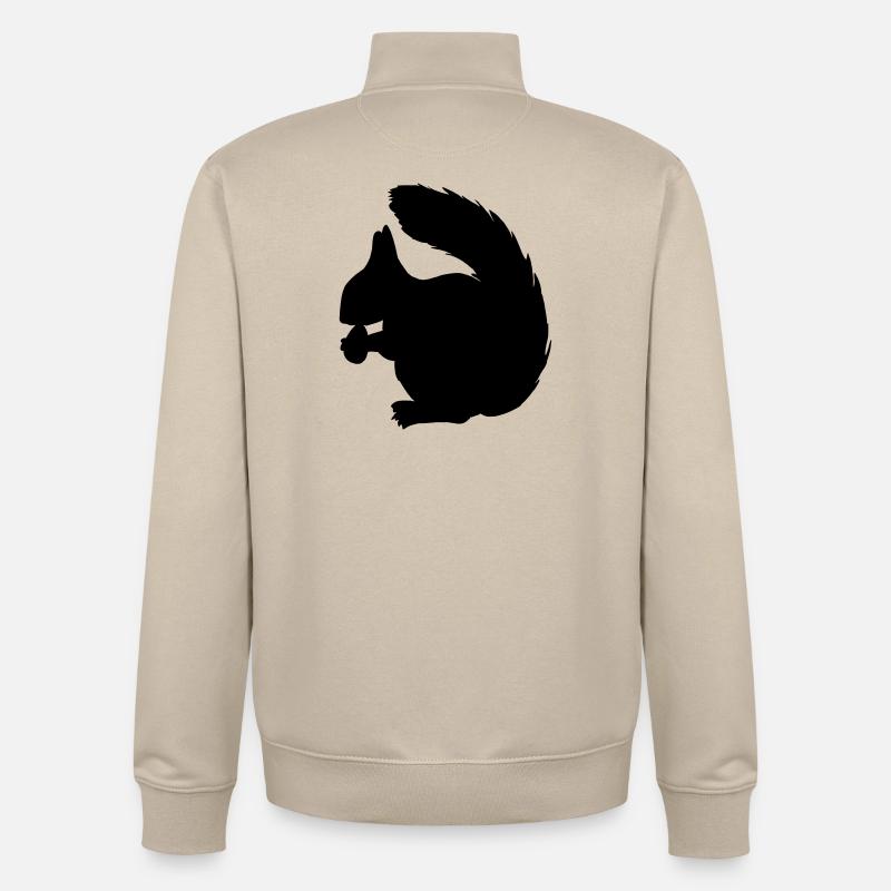 Eichhörnchen mit Nussschattenfigur - Unisex Organic Zip Sweatshirt von Stanley/Stella - Cremebeige