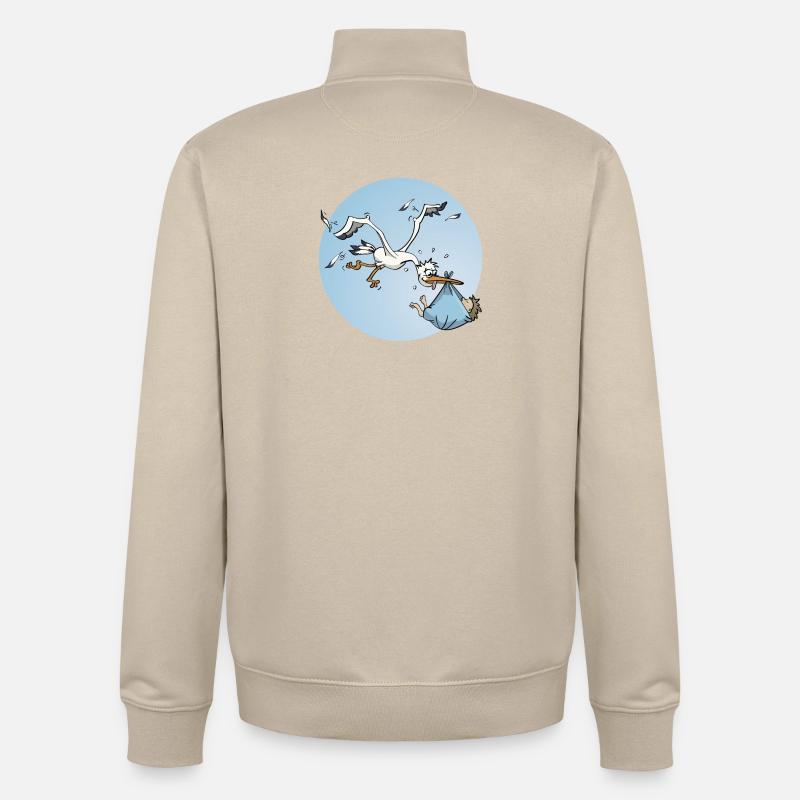 La cigogne et le petit garçon - Sweat zippé unisexe en coton bio Stanley/Stella - beige crème