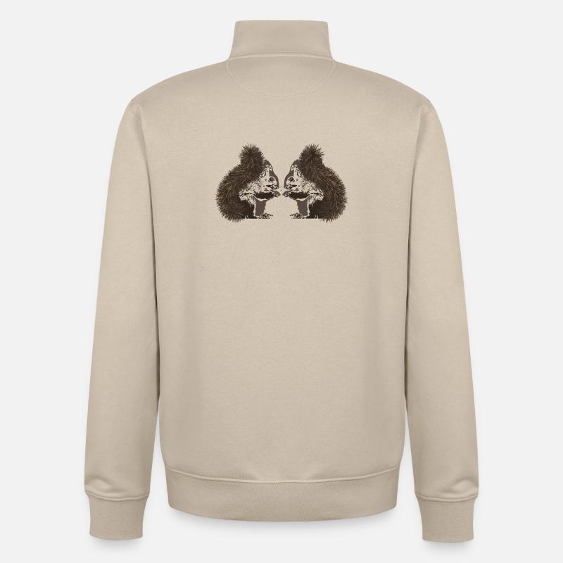 Écureuils, écureuils - Sweat zippé unisexe en coton bio Stanley/Stella - beige crème