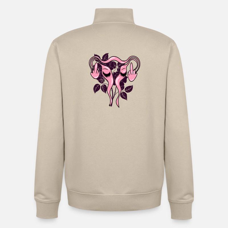 Mittelfinger Uterus Gebärmutter Pro-Choice - Unisex Organic Zip Sweatshirt von Stanley/Stella - Cremebeige