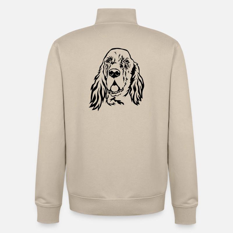 Tête de setter anglais - Sweat zippé unisexe en coton bio Stanley/Stella - beige crème
