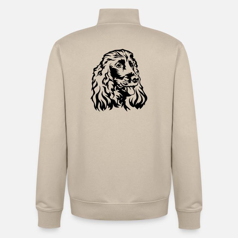 Cocker Spaniel head - Unisex Organic Zip Sweatshirt by Stanley/Stella - desert dust