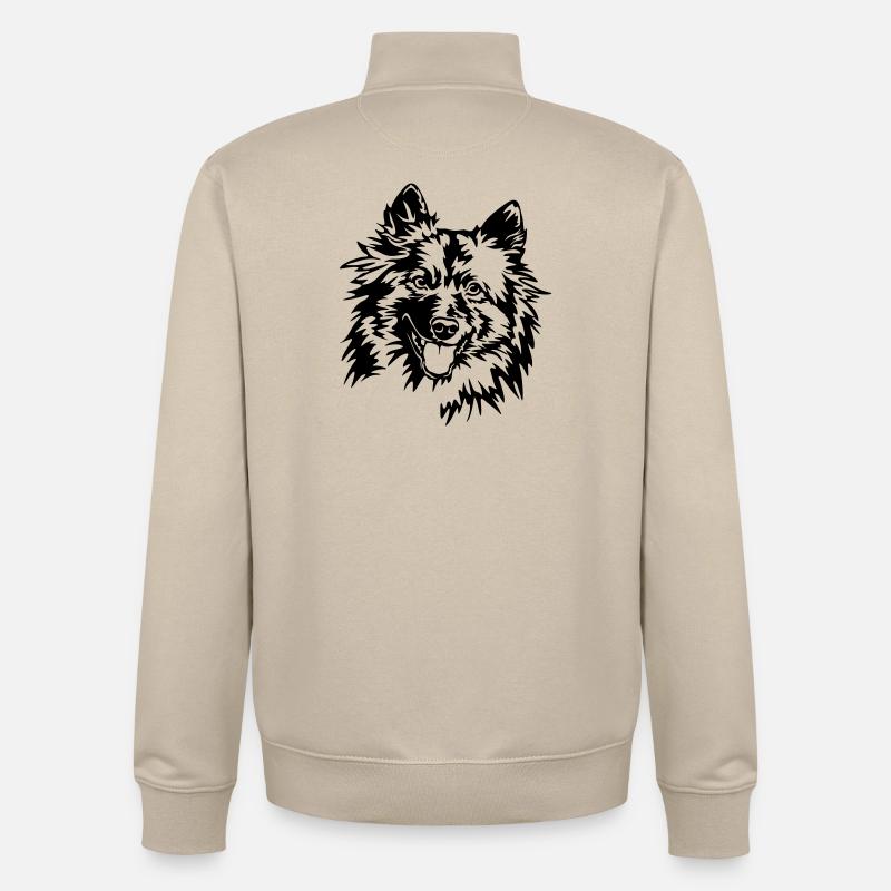 Wolfsspitz Kopf - Unisex Organic Zip Sweatshirt von Stanley/Stella - Cremebeige