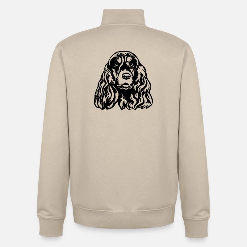 Cocker Spaniel tête - Sweat zippé unisexe en coton bio Stanley/Stella - beige crème