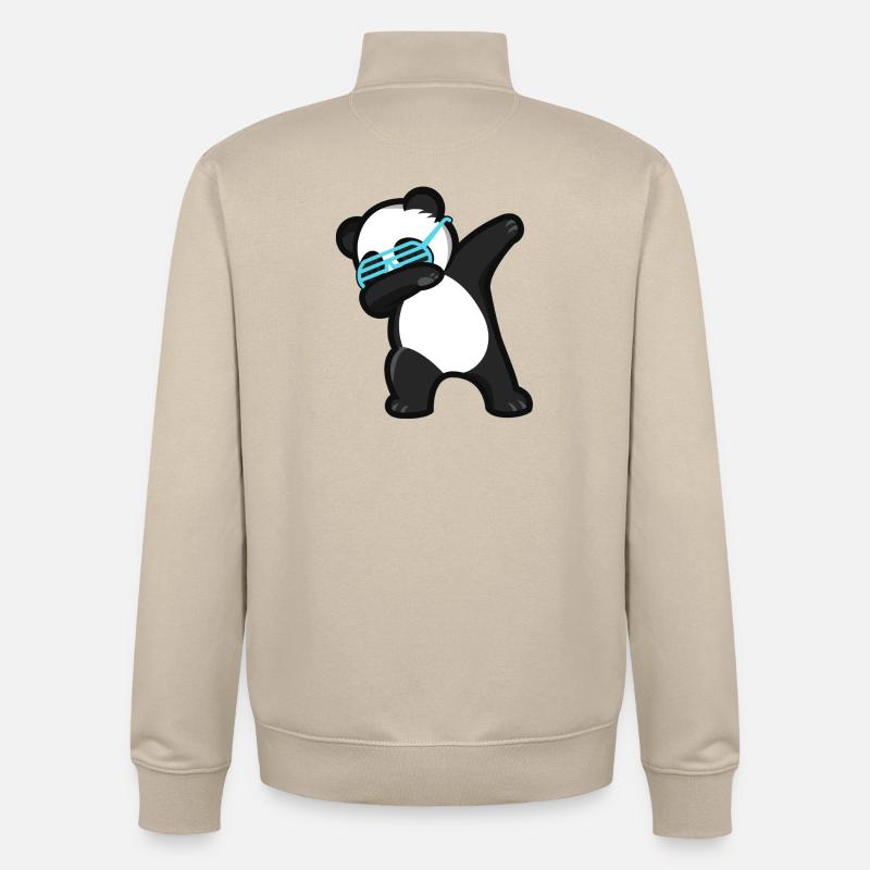 Dabbing Panda Pandabär - Sweat zippé unisexe en coton bio Stanley/Stella - beige crème