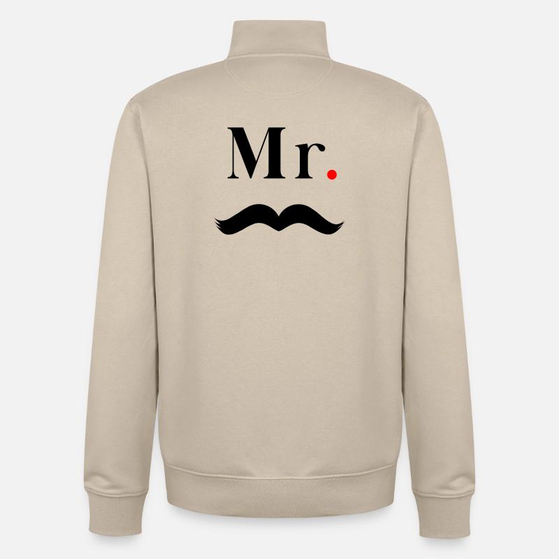 Herr Schwarzer Schnurrbart - Unisex Organic Zip Sweatshirt von Stanley/Stella - Cremebeige