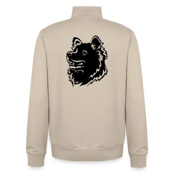 Samoyed Head - Unisex Organic Zip Sweatshirt by Stanley/Stella - desert dust - Back - AI Model Male 185 dark (185cm)