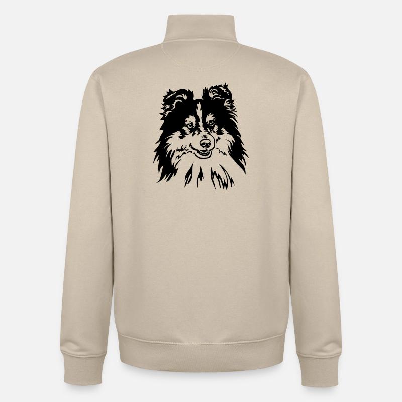 Sheltie Kopf - Sweat zippé unisexe en coton bio Stanley/Stella - beige crème