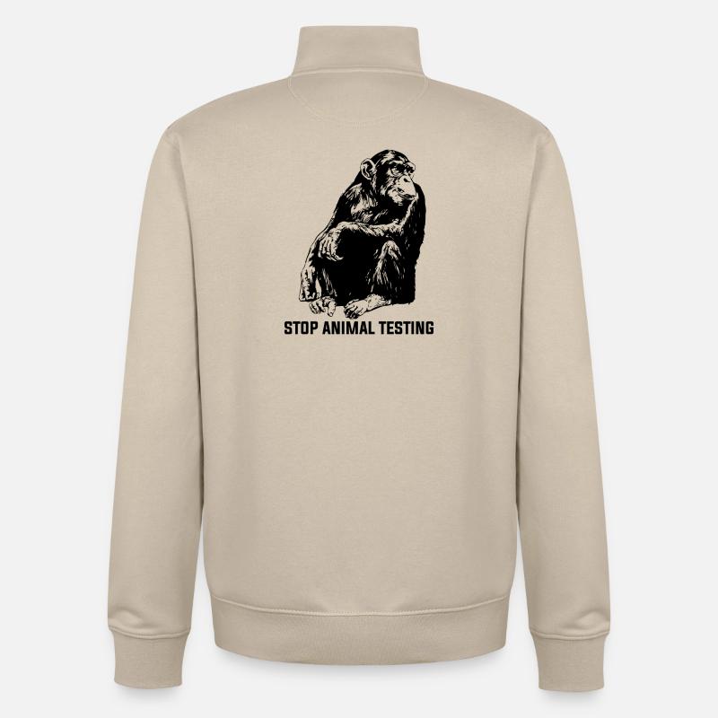 Stop Animal Testing Stoppe l’expérimentation animale - Sweat zippé unisexe en coton bio Stanley/Stella - beige crème
