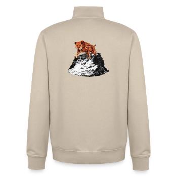 smilodon, raubkatze männer, Säbelzahntiger, Urzeit - Unisex Organic Zip Sweatshirt von Stanley/Stella - Cremebeige - Hinten - AI Model Male 185 dark (185cm)