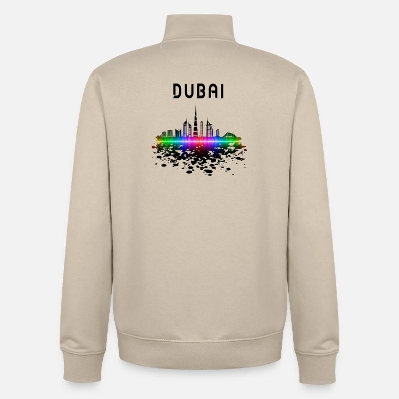 Dubai Skyline Splash Design / Cadeau - Sweat zippé unisexe en coton bio Stanley/Stella - beige crème